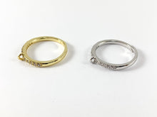 Cargar imagen en el visor de la galería, Anillo ajustable con dijes acoplables en blanco delicados y minimalistas con circonita cúbica chapada en oro real/platino de 18 quilates, 5 unidades