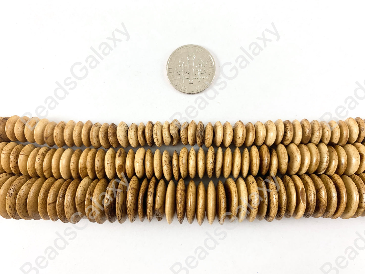 Hand Cut Bone- Tan Cream Rondelle Spacer Saucer Beads From Africa