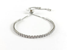 Cargar imagen en el visor de la galería, Cadena de caja con múltiples diamantes de imitación arcoíris chapada en oro/platino de 18 quilates, pulseras ajustables deslizantes delicadas, 5 piezas