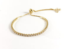 Cargar imagen en el visor de la galería, Cadena de caja con múltiples diamantes de imitación arcoíris chapada en oro/platino de 18 quilates, pulseras ajustables deslizantes delicadas, 5 piezas