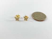 Cargar imagen en el visor de la galería, 18K Gold Plated CZ Pave Butterfly Earring Stud Over Copper 5 pairs