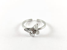 Load image into Gallery viewer, Real 18K Gold and Platinum Plated CZ Pave Adjustable Butterfly Ring 4pcs