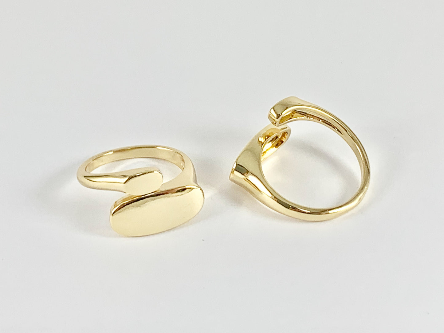 Flat Oval Bypass Adjustable Ring in 18K Gold plated Copper 4 pcs