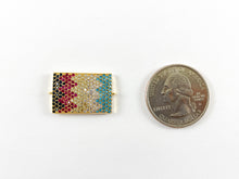 Cargar imagen en el visor de la galería, Gold Plated Cubic Zirconia Multi Chevron Rectangle Connector Over Brass 1 pc