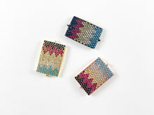 Cargar imagen en el visor de la galería, Gold Plated Cubic Zirconia Multi Chevron Rectangle Connector Over Brass 1 pc