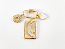 Load image into Gallery viewer, 18K Gold Plated CZ Pave Star Heart Charm Rectangle Screw Clasp Pendant Over Copper 3pcs