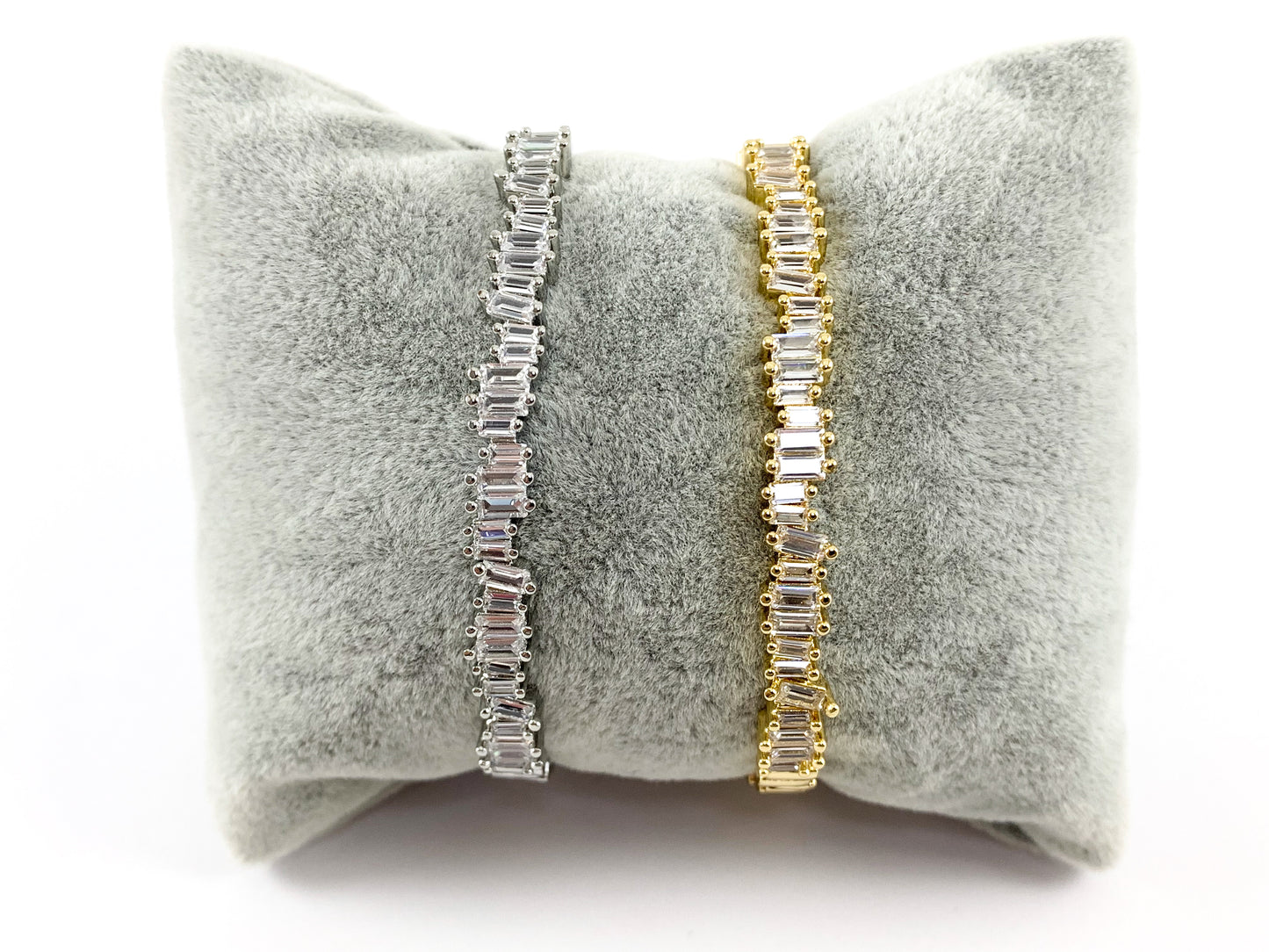 Real Gold/Platinum 18K Plated Copper CZ Pave Cluster Rhinestone Fancy Bracelet Cuffs