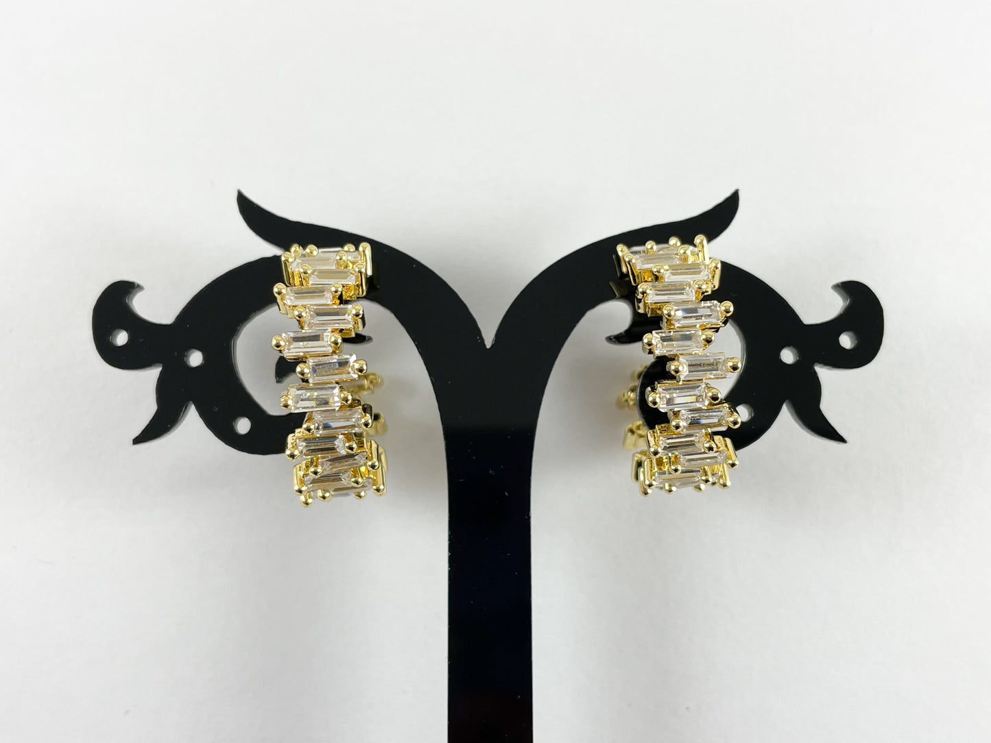 18K Gold and Platinum Plated Earring Cluster Hoops Over Copper 2 pairs