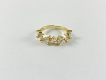 Cargar imagen en el visor de la galería, 18K Gold/Silver Plated CZ Pave Rhinestone Cluster Banded Adjustable Ring 4pcs