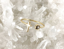 Cargar imagen en el visor de la galería, Anillo ajustable minimalista con circonita cúbica abierta y delicada de cobre chapado en oro de 18 quilates, 6 piezas