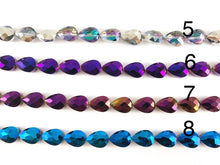 Load image into Gallery viewer, Faceted Shiny 13x18mm Dyed Metallic Glass Teardrop Crystal Strands