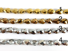 Load image into Gallery viewer, Faceted Shiny 13x18mm Dyed Metallic Glass Teardrop Crystal Strands