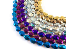 Load image into Gallery viewer, Faceted Shiny 13x18mm Dyed Metallic Glass Teardrop Crystal Strands