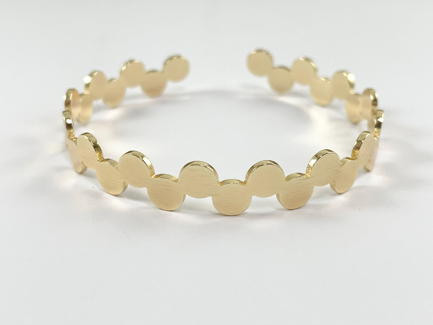 Real Gold 18K Plated Copper Minimalist Confetti Dots Adjustable Bracelet Cuffs 3pcs