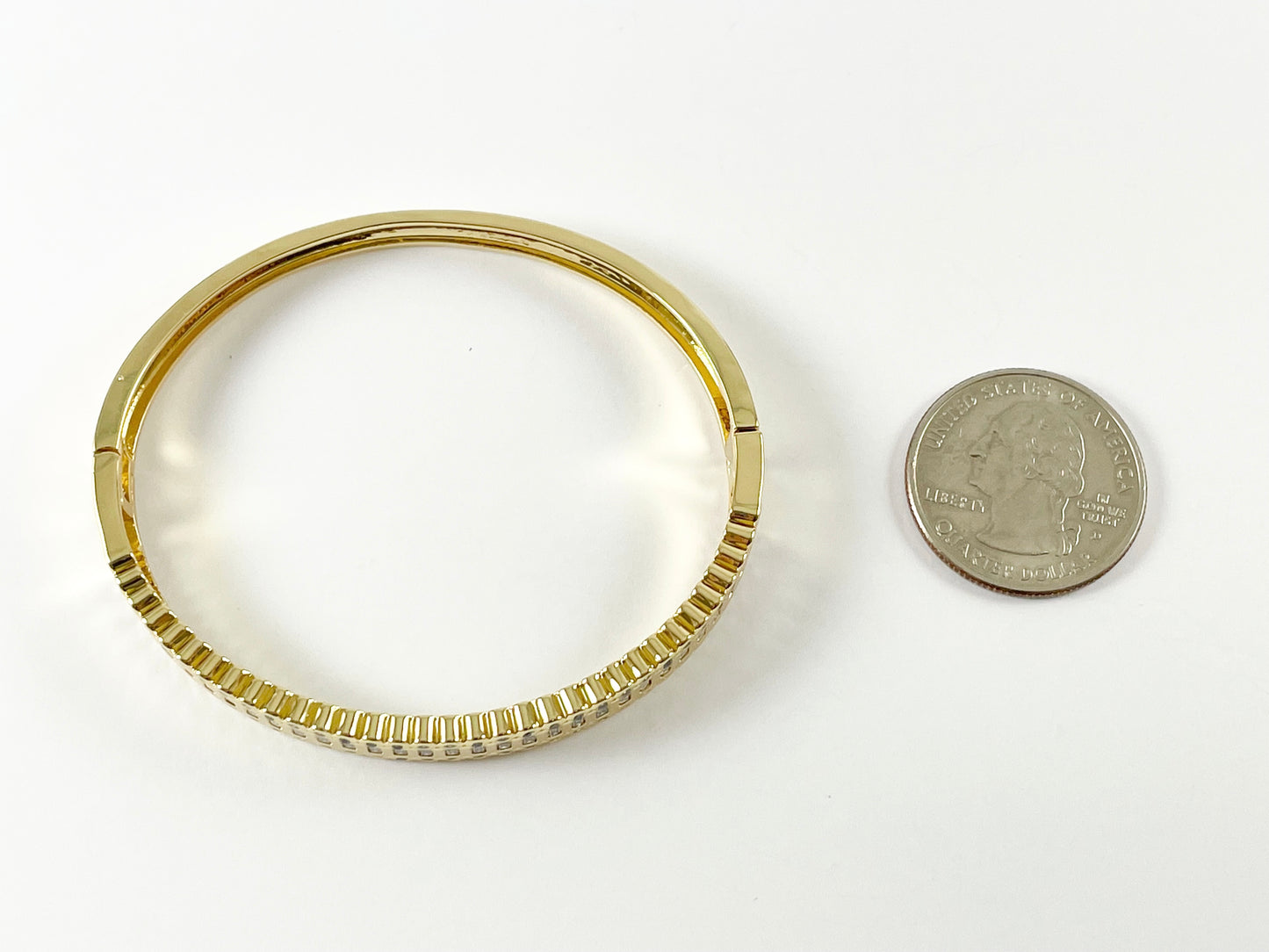 Real oro/platino 18 K chapado cobre CZ Pave Cluster Rhinestone Fancy Push Open Snap pulsera puños