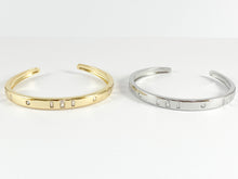 Load image into Gallery viewer, Simple Geometric CZ Pave Rhinestone Bracelet Cuffs in 18K Gold or Silver plated Copper 1 pc