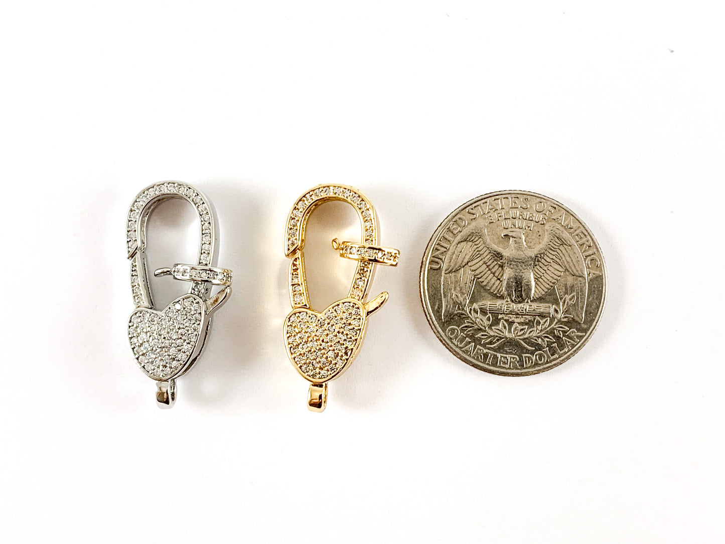 Chapado en oro real/platino en toda la circonita cúbica, cierre de langosta de corazón grande de lujo sobre latón, 3 piezas
