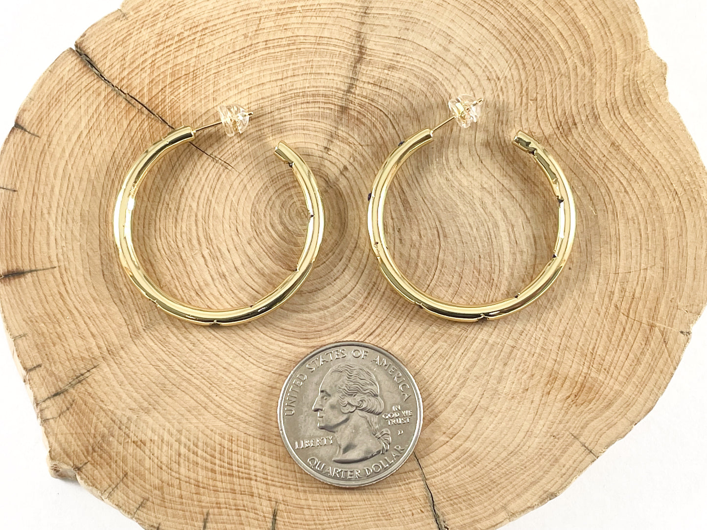 18K Gold Plated CZ Pave Circle Hoop Earring Over Copper 3 pairs