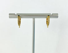 Load image into Gallery viewer, Gold Silver CZ Pave Huggies with loop Real Gold 18K Plated Circle Smooth Earring Huggies Component 5 pairs