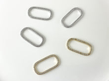 Load image into Gallery viewer, 18K Real Gold/Platinum Plated CZ Pave Geometric Oval Link Charm Connector Component over Brass 6pcs