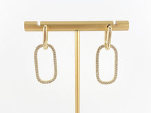 Cargar imagen en el visor de la galería, Pendientes colgantes con eslabones ovalados chapados en oro/plata reales de 18 quilates sobre cobre, 3 pares
