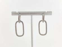 Cargar imagen en el visor de la galería, Pendientes colgantes con eslabones ovalados chapados en oro/plata reales de 18 quilates sobre cobre, 3 pares
