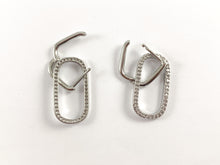 Cargar imagen en el visor de la galería, Pendientes colgantes con eslabones ovalados chapados en oro/plata reales de 18 quilates sobre cobre, 3 pares