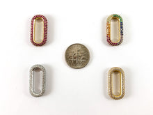 Load image into Gallery viewer, 18K Real Gold/Platinum Plated All Around CZ Pave Geometric Oval Link Charm Connector over Brass 3pcs