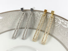 Load image into Gallery viewer, Dazzling Long CZ Pave Rectangle Earrings in 18K Gold or Silver Plating over Copper 3 pairs
