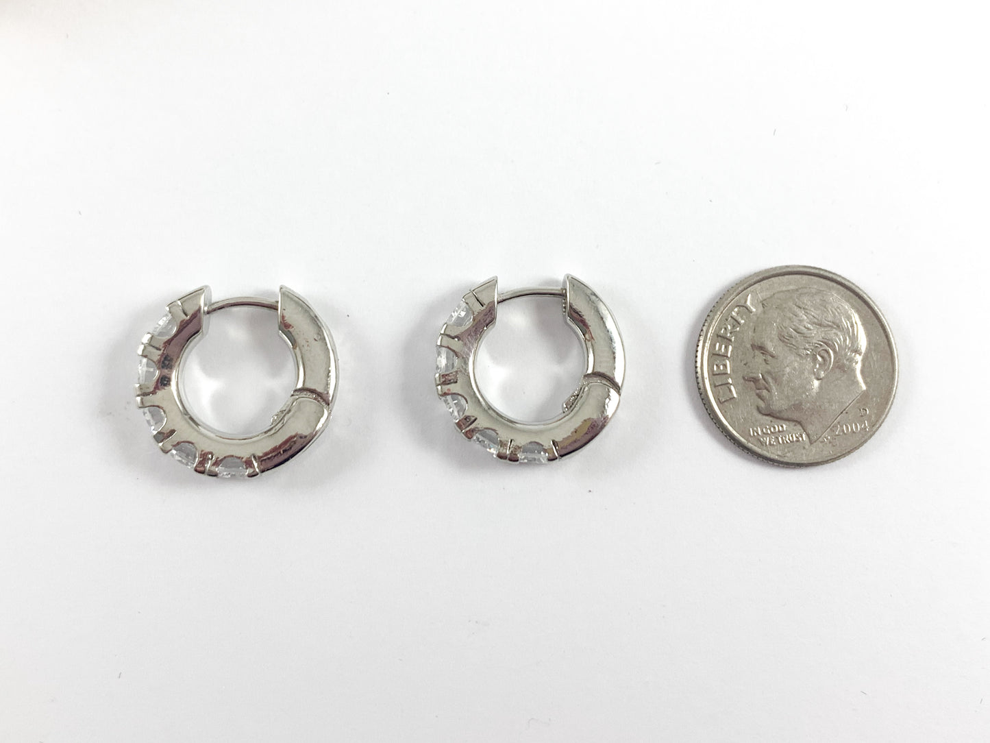 Minimalist Green Clear CZ Pave Earring Huggies in 18K Gold or Silver plated over copper 3 pairs