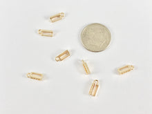 Load image into Gallery viewer, Tiny Gold Rectangle CZ Charms in Real 18K Gold Plated Over Brass 15pcs