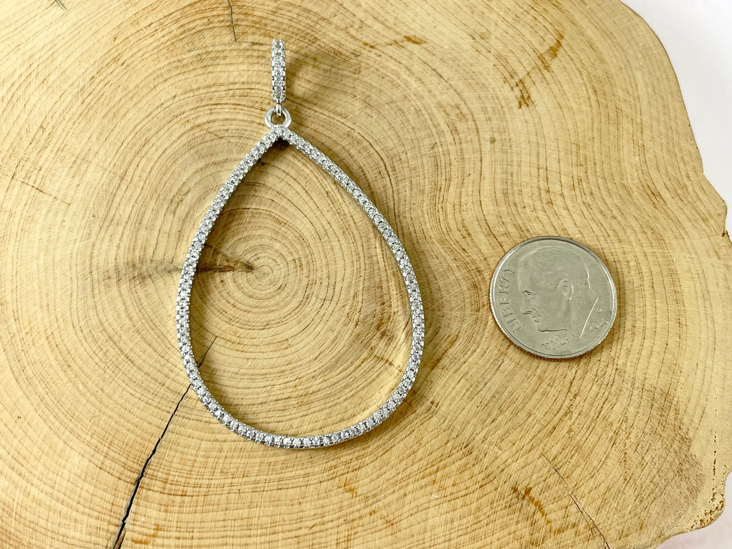 Real Gold/Platinum Gunmetal 18K Plated Micro CZ Pave Rhinestone Teardrop Pendant Over Brass 3pcs