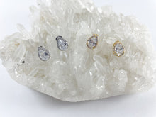 Cargar imagen en el visor de la galería, 18K Gold/Platinum Plated CZ Pave Teardrop Earring Stud Over Copper 4pairs