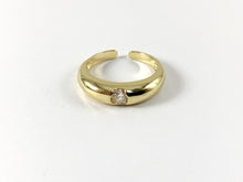 Cargar imagen en el visor de la galería, Anillo de cúpula con diamantes de imitación únicos pavimentados con circonita cúbica chapado en oro real de 18 quilates, 4 piezas