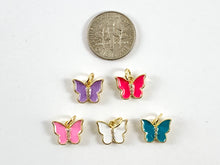 Load image into Gallery viewer, Real Gold 18K Plated Enamel & CZ Pave Butterfly Charm Over Copper 8 pcs