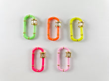 Load image into Gallery viewer, Colorful Neon Enamel in Gold plated Copper Base with CZ Pave Rhinestone Screw Twist Clasp 4pcs