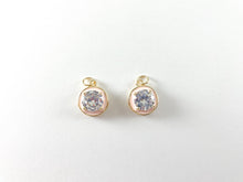 Load image into Gallery viewer, 18K Gold Plated Enamel CZ Pave Coin Charms Over Copper 6pcs