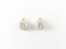 Load image into Gallery viewer, 18K Gold Plated Enamel CZ Pave Coin Charms Over Copper 6pcs