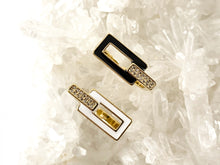 Cargar imagen en el visor de la galería, Anillo llamativo rectangular abierto vintage geométrico con esmalte pavé de circonita chapado en oro real de 18 quilates, 4 piezas