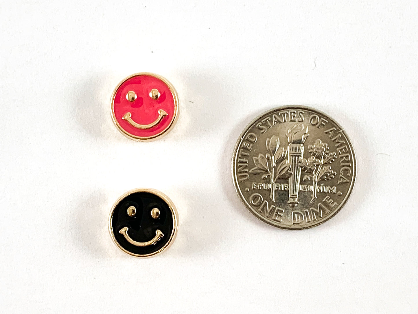 10mm Gold Plated Enamel Smiley Face Spacer Component Beads Over Copper 10pcs