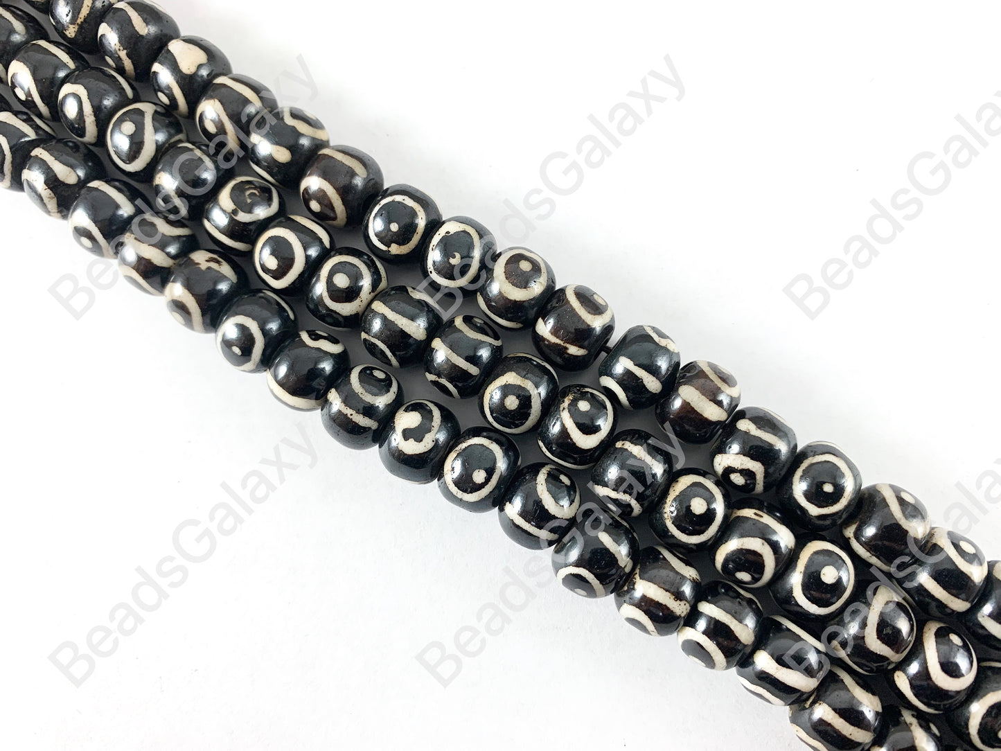 Black Bone Circle Eye Shiny Glossy Finish Bone Beads