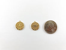Load image into Gallery viewer, 18K Gold Plated CZ Multi Coin Evil Eye Charm Over Brass 5pcs