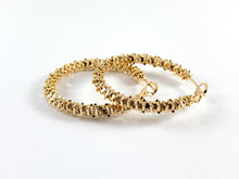 Cargar imagen en el visor de la galería, Pendientes grandes y gruesos con corona trenzada plana chapada en oro real de 18 quilates, 3 pares