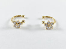 Load image into Gallery viewer, 18K Gold Plated Copper CZ Pave Flower Floral Dainty Ear Cuffs (No Piercing!!) 8pcs