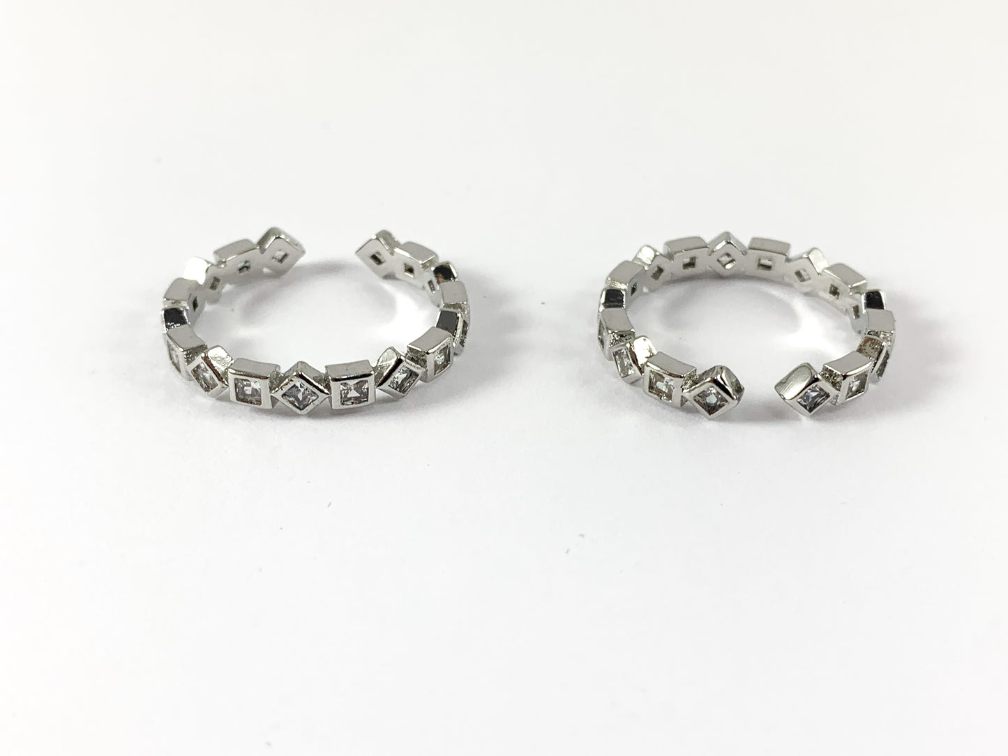 18K Real Gold/Platinum Plated CZ Pave Geometric Square Diamond Cluster Stackable Ring 5pcs