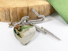 Load image into Gallery viewer, 18K Gold/Silver Plated CZ Pave Heart Lightning Star Charm Paper Clip Open Clasp Pendant Over Copper