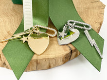 Load image into Gallery viewer, 18K Gold/Silver Plated CZ Pave Heart Lightning Star Charm Paper Clip Open Clasp Pendant Over Copper