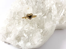 Cargar imagen en el visor de la galería, Anillo ajustable con banda de corazón pavimentada con circonita cúbica de cobre chapado en oro real de 18 quilates, 4 piezas