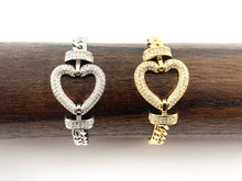 Load image into Gallery viewer, 18K Gold Plated/Platinum Plated CZ Pave Heart Cuban Link Bracelet with Extender 1pc