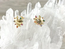 Cargar imagen en el visor de la galería, Pendientes con forma de corazón pavimentados con múltiples circonitas de cobre chapado en oro de 18 quilates, 4 pares